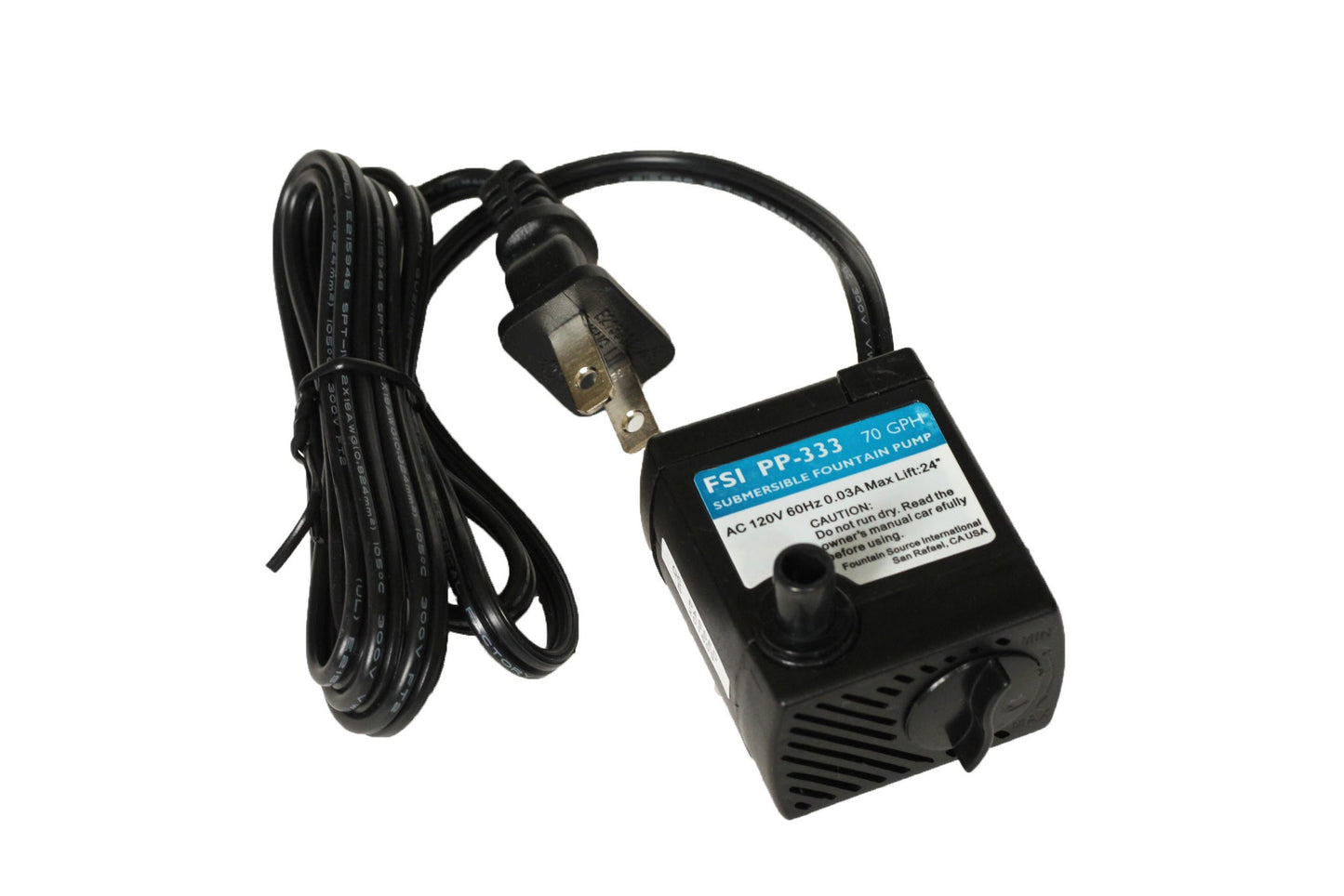 Jebao 70GPH 120V Submersible Fountain Pump (2-Wire), PP-333
