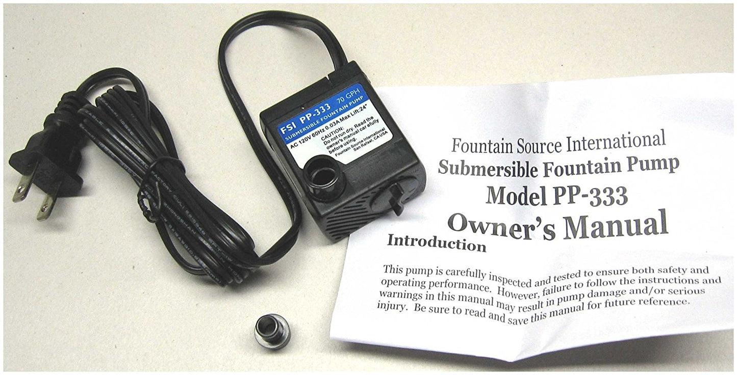 Jebao 70GPH 120V Submersible Fountain Pump (2-Wire), PP-333